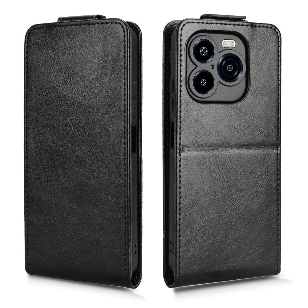 For Oukitel C65 Pro  /  C65 Stand Case Magnetic Clasp Vertical Flip Leather Phone Cover with Card Holder - Black - 5