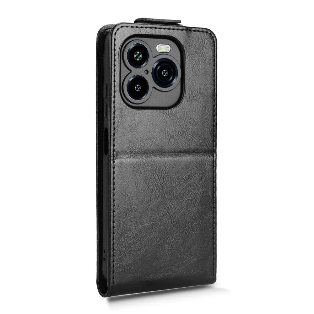 For Oukitel C65 Pro  /  C65 Stand Case Magnetic Clasp Vertical Flip Leather Phone Cover with Card Holder - Black - 7