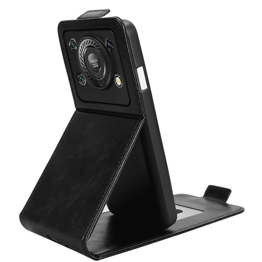For Oukitel C60 Pro  /  C60 Stand Case Magnetic Clasp Vertical Flip Leather Phone Cover with Card Holder - Black - 3