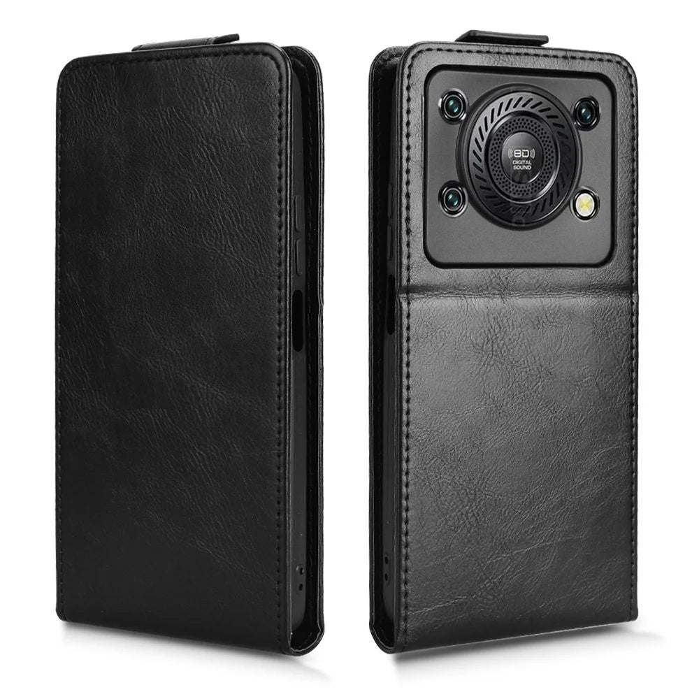 For Oukitel C60 Pro  /  C60 Stand Case Magnetic Clasp Vertical Flip Leather Phone Cover with Card Holder - Black - 5