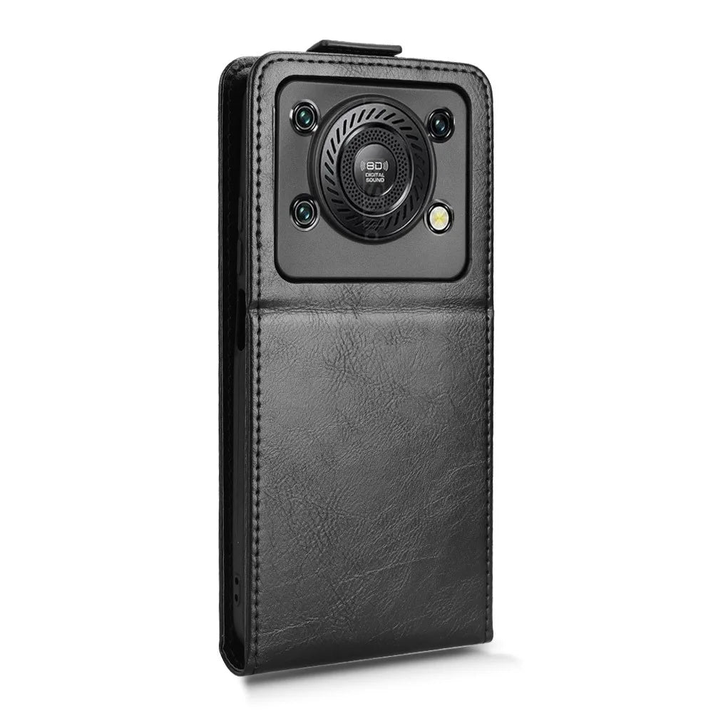 For Oukitel C60 Pro  /  C60 Stand Case Magnetic Clasp Vertical Flip Leather Phone Cover with Card Holder - Black - 7