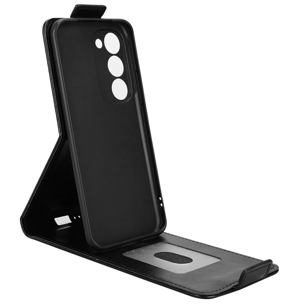 For TECNO Spark 40 Pro+ 4G Stand Case Magnetic Clasp Vertical Flip Leather Phone Cover with Card Holder - Black - 2