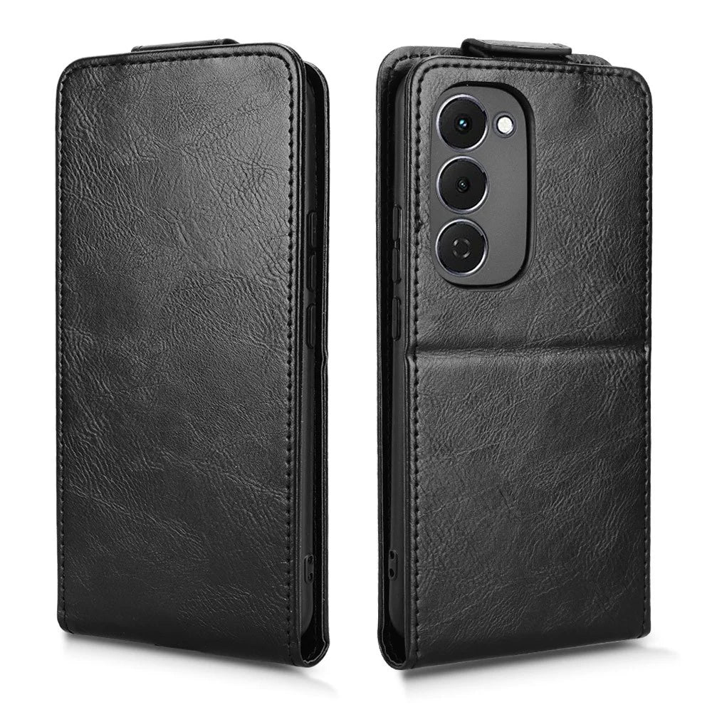 For TECNO Spark 40 Pro+ 4G Stand Case Magnetic Clasp Vertical Flip Leather Phone Cover with Card Holder - Black - 5