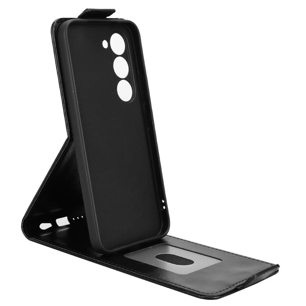 For TECNO Spark 40 Pro 4G Stand Case Magnetic Clasp Vertical Flip Leather Phone Cover with Card Holder - Black - 2