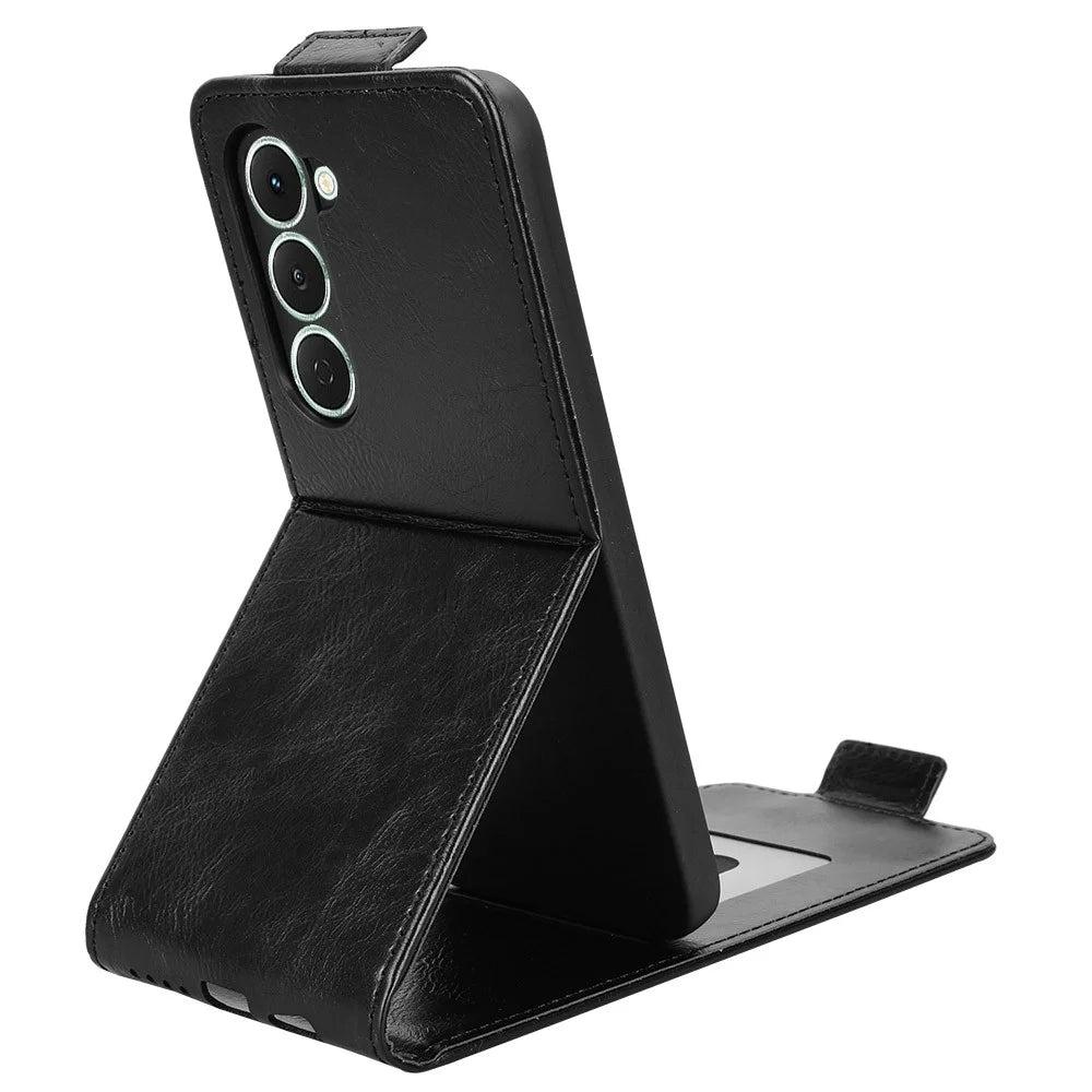 For TECNO Spark 40 Pro 4G Stand Case Magnetic Clasp Vertical Flip Leather Phone Cover with Card Holder - Black - 3