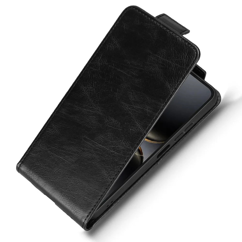 For TECNO Spark 40C Stand Case Magnetic Clasp Vertical Flip Leather Phone Cover with Card Holder - Black - 4