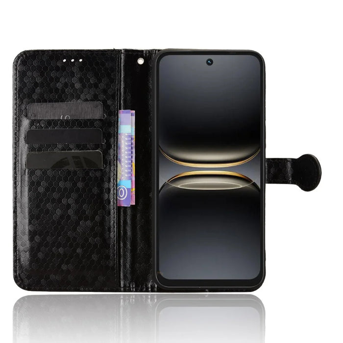 For TECNO Spark 40C Wallet Case Dot Pattern Imprint PU Leather Phone Cover with Wrist Strap - Black - 3