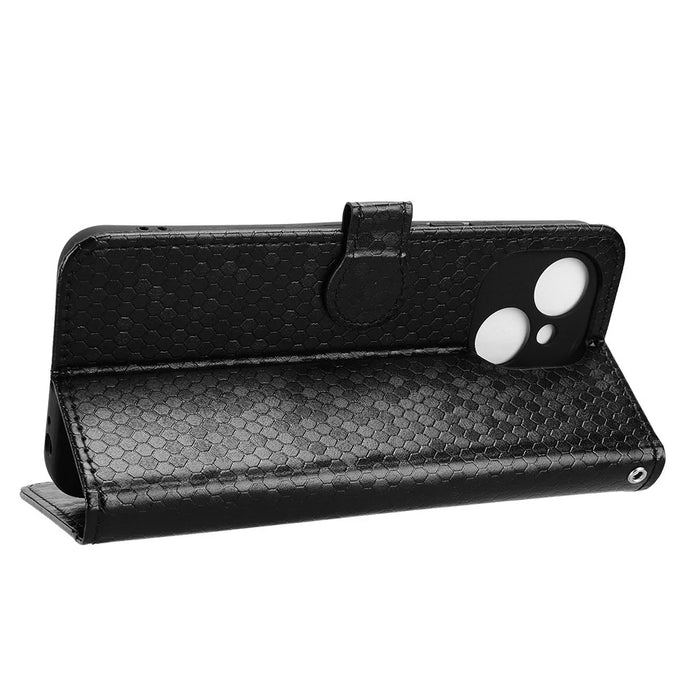 For TECNO Spark 40C Wallet Case Dot Pattern Imprint PU Leather Phone Cover with Wrist Strap - Black - 4