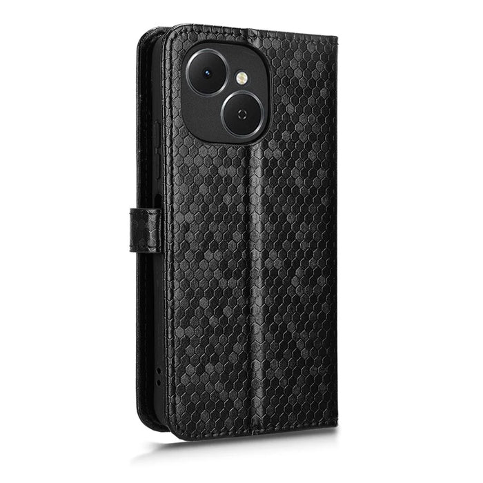 For TECNO Spark 40C Wallet Case Dot Pattern Imprint PU Leather Phone Cover with Wrist Strap - Black - 6