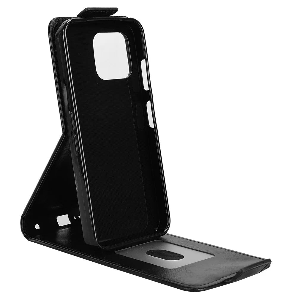 For Fairphone 6 Stand Case Magnetic Clasp Vertical Flip Leather Phone Cover with Card Holder - Black - 2