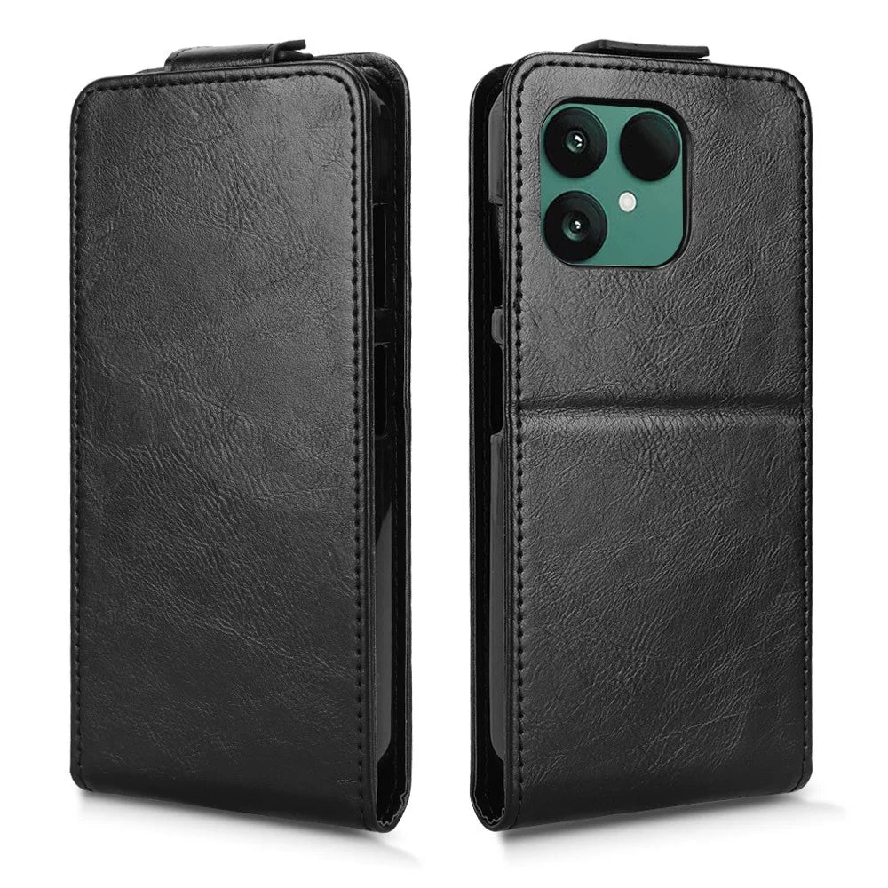 For Fairphone 6 Stand Case Magnetic Clasp Vertical Flip Leather Phone Cover with Card Holder - Black - 5