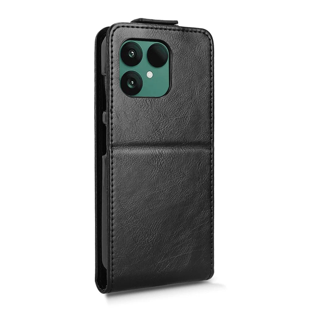 For Fairphone 6 Stand Case Magnetic Clasp Vertical Flip Leather Phone Cover with Card Holder - Black - 7