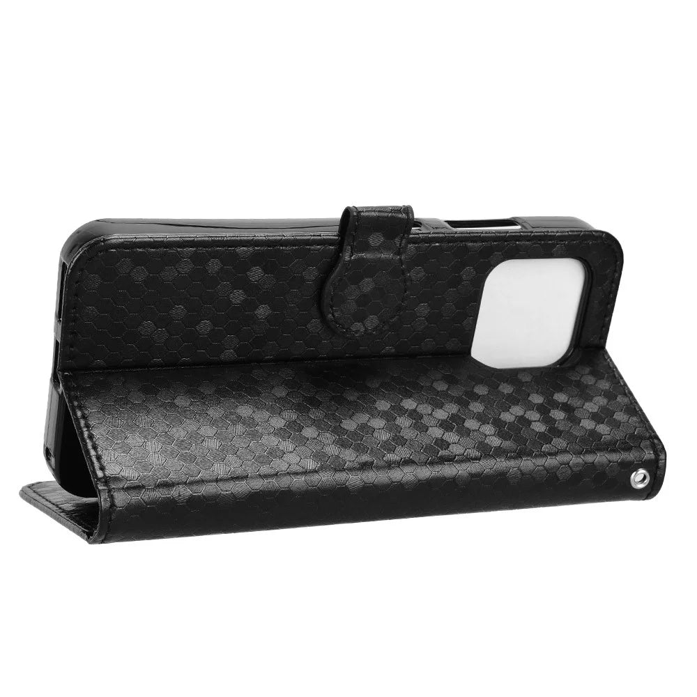 For Fairphone 6 Wallet Case Dot Pattern Imprint PU Leather Phone Cover with Wrist Strap - Black - 4