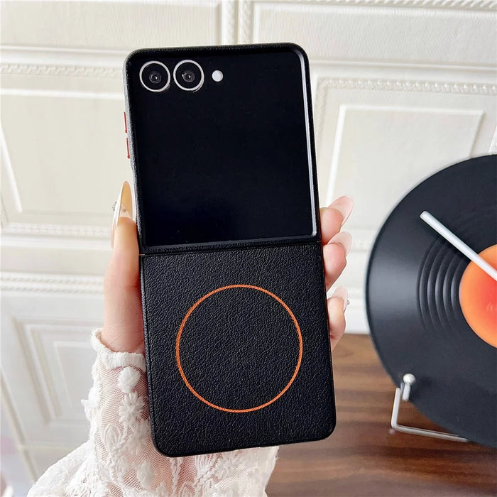 For Samsung Galaxy Z Flip7 5G Magnetic Case Leather + PC Phone Cover - Black - 2
