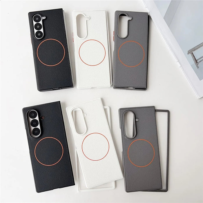For Samsung Galaxy Z Fold7 5G Magnetic Case Leather + PC Phone Cover - Black - 3