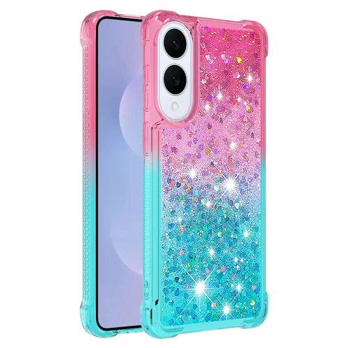 For Samsung Galaxy S25 Edge TPU Case Gradient Quicksand Phone Back Cover - Pink+Sky Blue - 1