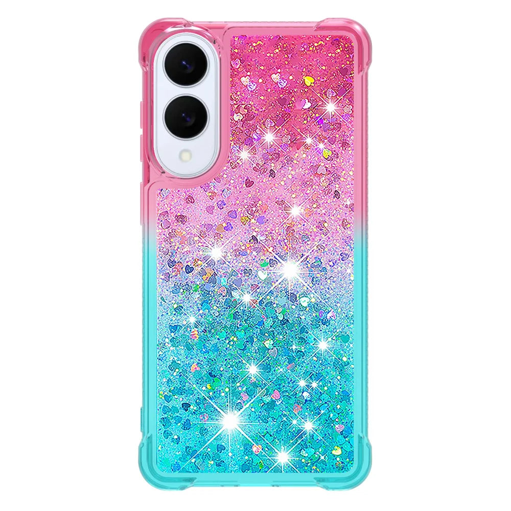 For Samsung Galaxy S25 Edge TPU Case Gradient Quicksand Phone Back Cover - Pink+Sky Blue - 3
