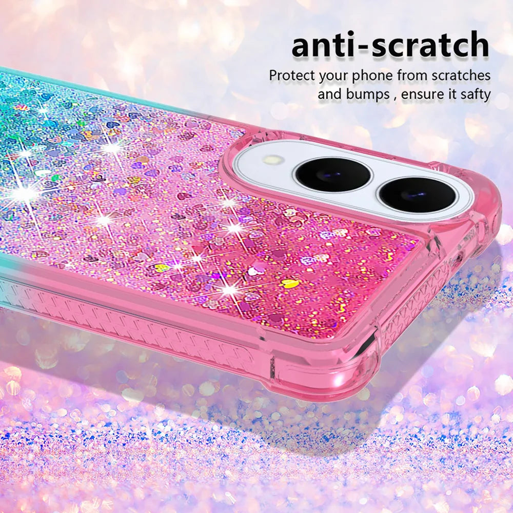 For Samsung Galaxy S25 Edge TPU Case Gradient Quicksand Phone Back Cover - Pink+Sky Blue - 4