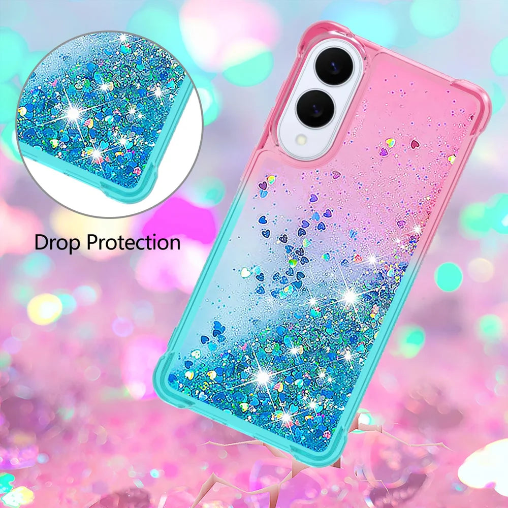 For Samsung Galaxy S25 Edge TPU Case Gradient Quicksand Phone Back Cover - Pink+Sky Blue - 5