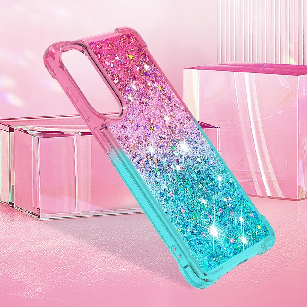 For Samsung Galaxy S25 Edge TPU Case Gradient Quicksand Phone Back Cover - Pink+Sky Blue - 7