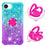 For iPhone 17e / 16e TPU Case with Kickstand Gradiant Quicksand Shockproof Cover - Sky Blue+Purple - 2