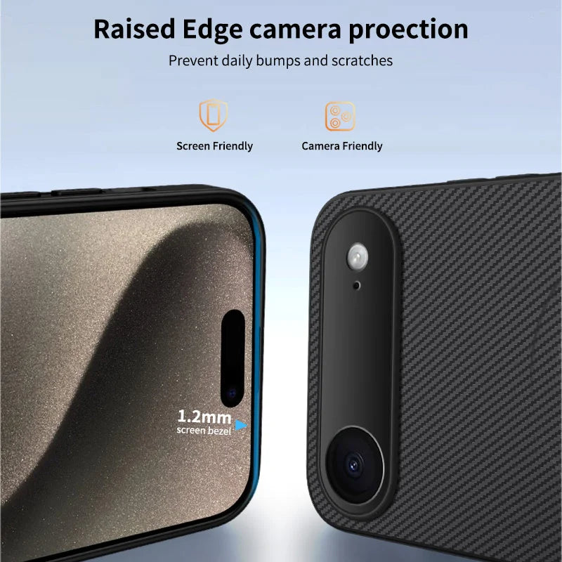 WANLONFENG For iPhone Air Case Compatible with MagSafe  TQ Series Carbon Fiber Texture PC TPU Phone Cover - Black - 3