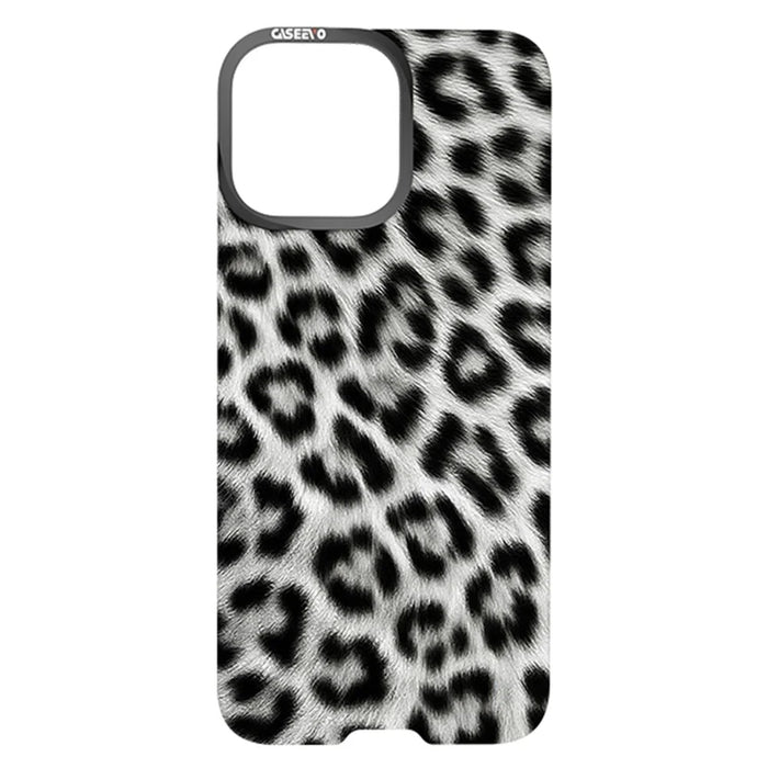 CASEEVO For iPhone 15 Pro Case Compatible with MagSafe TPU Acrylic Phone Cover with Detachable Leopard Backplate - Black / White - 3