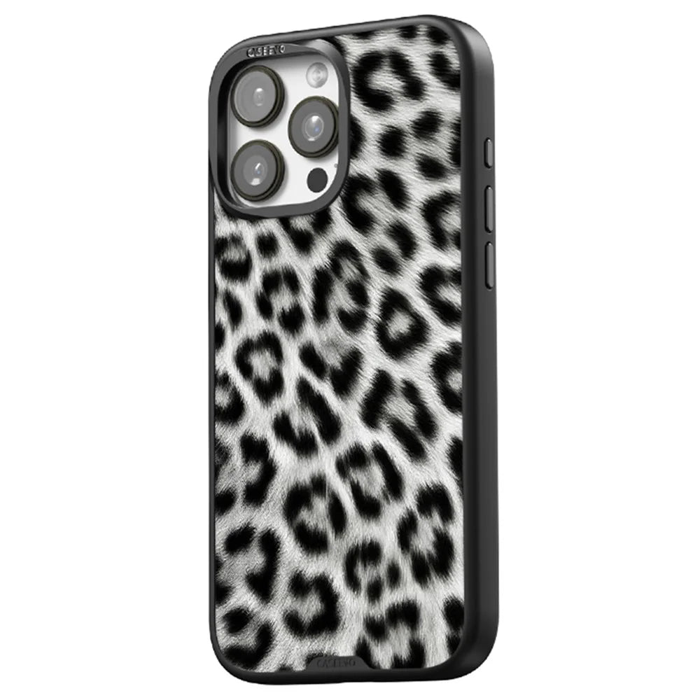 CASEEVO For iPhone 16 Pro Case Compatible with MagSafe TPU Acrylic Phone Cover with Detachable Leopard Backplate - Black / White - 2