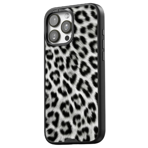 CASEEVO For iPhone 14 Pro Max Case Compatible with MagSafe TPU Acrylic Phone Cover with Detachable Leopard Backplate - Black / White - 2