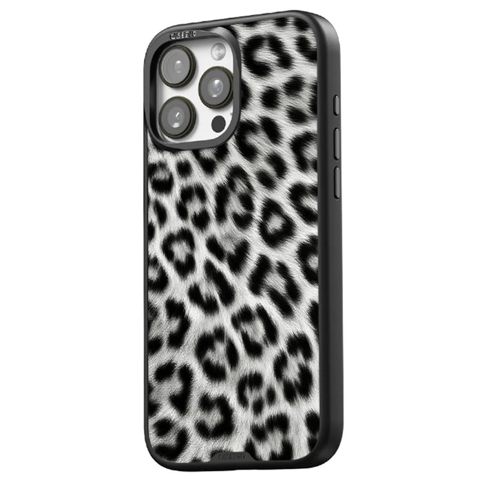 CASEEVO For iPhone 14 Pro Max Case Compatible with MagSafe TPU Acrylic Phone Cover with Detachable Leopard Backplate - Black / White - 2