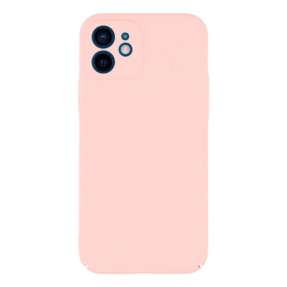 For iPhone 12 Case Skin-Touch Rubberized Hard PC Phone Cover - Pink - 1