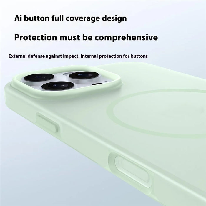 For iPhone 16 Pro Case Compatible with MagSafe Ice-Transparent Liquid Silicone + PC Phone Cover - Green - 3