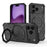 WANLONFENG KJ Series For iPhone 17 Pro Case Kickstand PC TPU Phone Cover with 2Pcs Screen Film (Big Lens Hole) - Black - 2