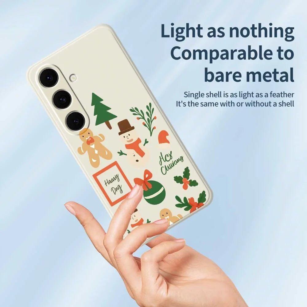 For Samsung Galaxy S25+ Case Christmas Snowman Pattern Printing Straight Edge TPU Phone Back Cover - Green - 3