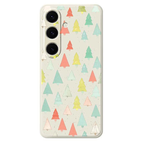 For Samsung Galaxy S25+ Case Colorful Trees Pattern Printing Straight Edge TPU Phone Back Cover - Beige - 1