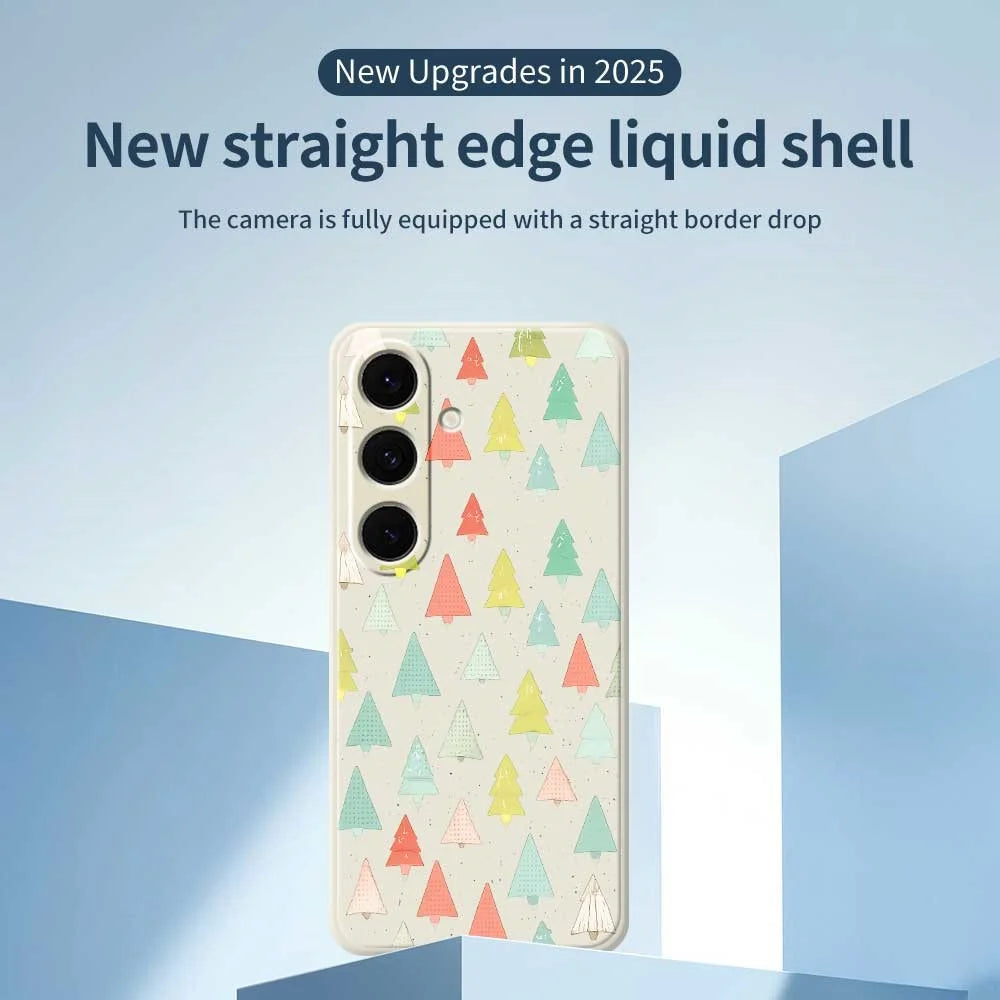 For Samsung Galaxy S25+ Case Colorful Trees Pattern Printing Straight Edge TPU Phone Back Cover - Beige - 2