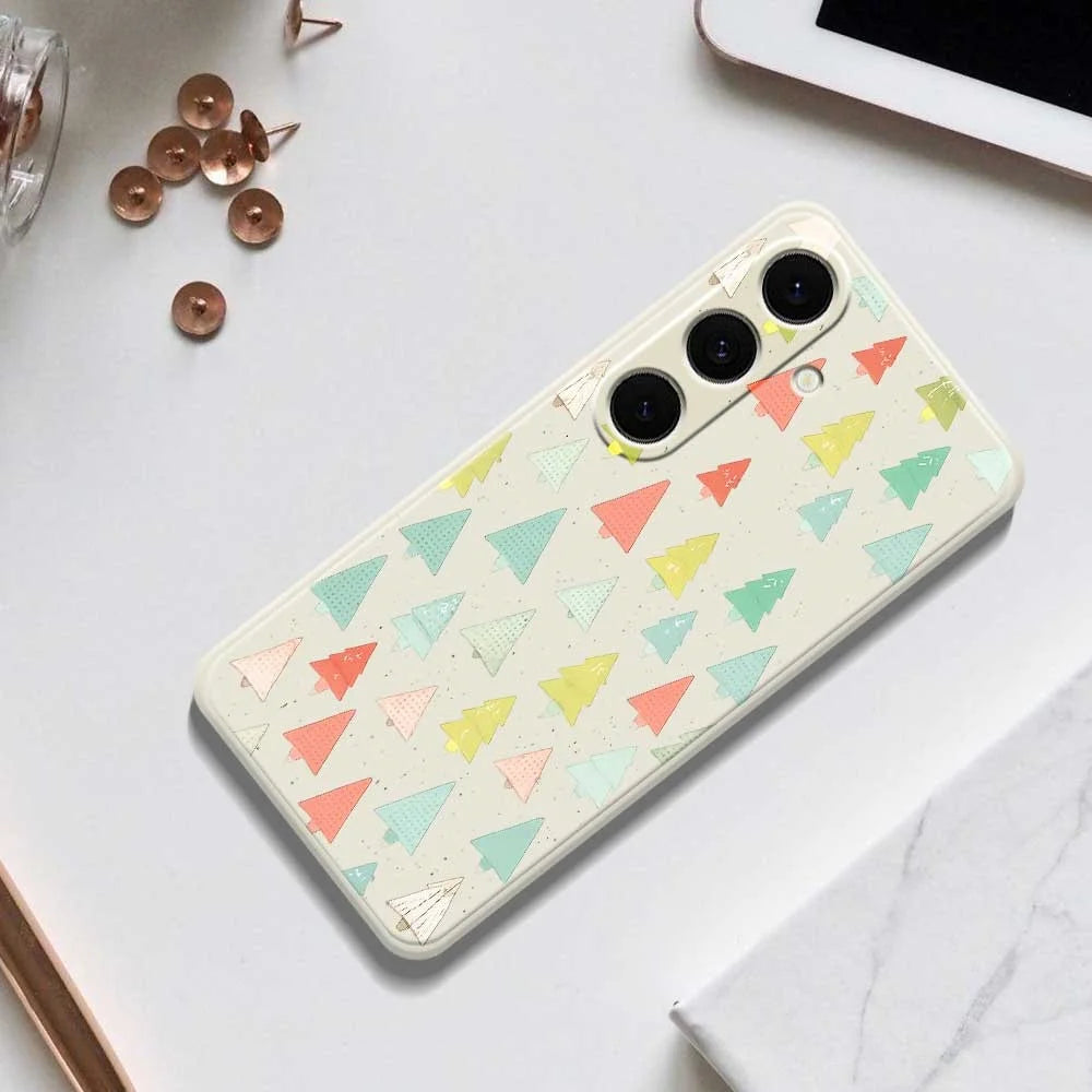 For Samsung Galaxy S25+ Case Colorful Trees Pattern Printing Straight Edge TPU Phone Back Cover - Beige - 6
