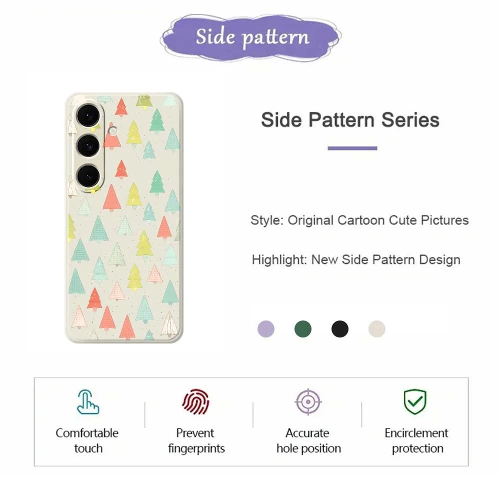 For Samsung Galaxy S25+ Case Colorful Trees Pattern Printing Straight Edge TPU Phone Back Cover - Beige - 7