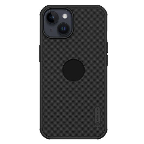 NILLKIN Super Frosted Shield Pro Hard PC Case for iPhone 14, Shockproof Matte Phone Cover (Hollow-out Design for Logo) - Black - 1