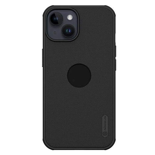 NILLKIN Super Frosted Shield Pro Hard PC Case for iPhone 14, Shockproof Matte Phone Cover (Hollow-out Design for Logo) - Black - 1