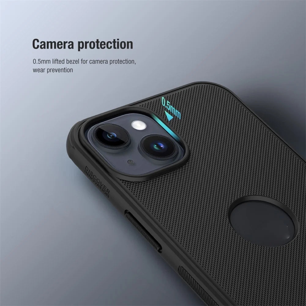 NILLKIN Super Frosted Shield Pro Hard PC Case for iPhone 14, Shockproof Matte Phone Cover (Hollow-out Design for Logo) - Black - 5