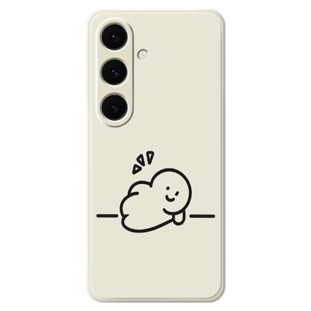 For Samsung Galaxy S25+ Case Stick Figure Pattern Printing Straight Edge TPU Phone Back Cover - Beige - 1