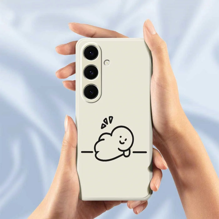 For Samsung Galaxy S25+ Case Stick Figure Pattern Printing Straight Edge TPU Phone Back Cover - Beige - 4