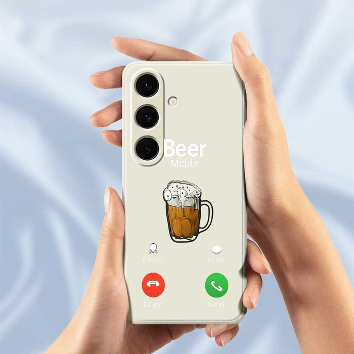 For Samsung Galaxy S25+ Case Beer Pattern Printing Straight Edge TPU Phone Back Cover - Beige - 4