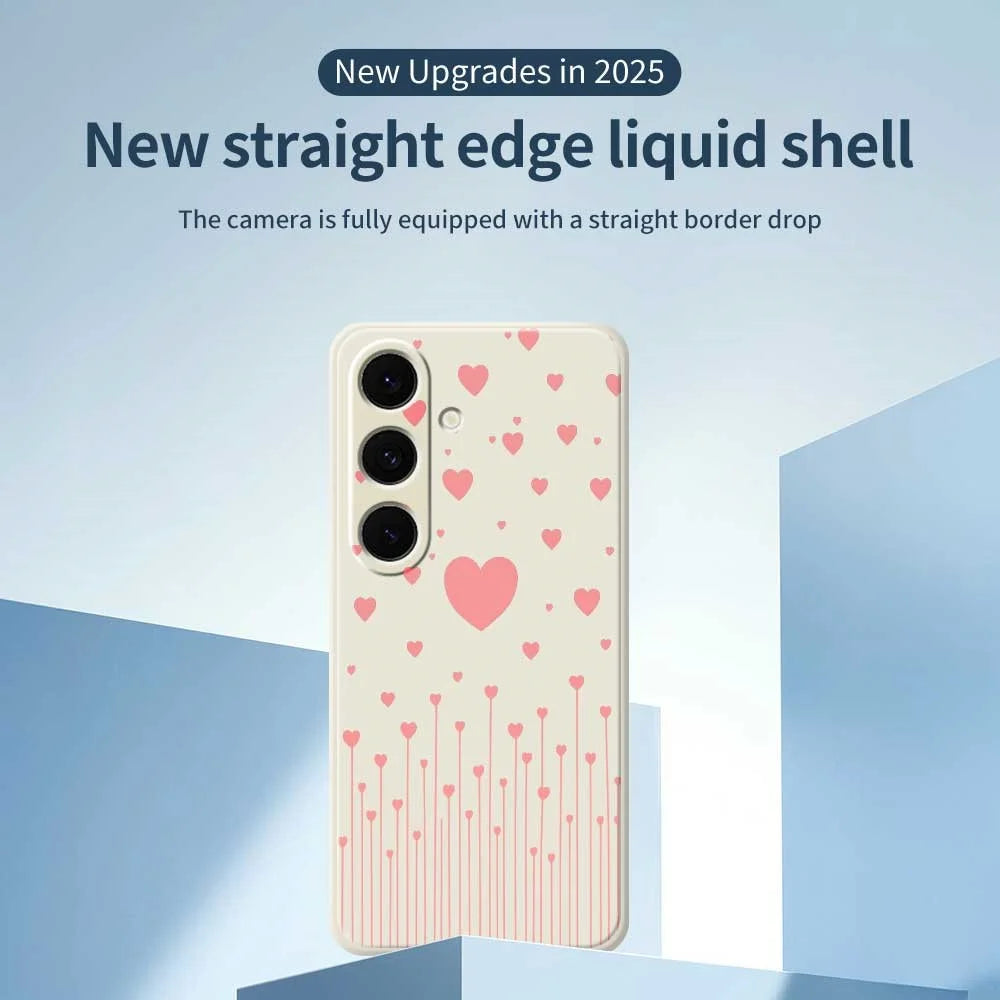 For Samsung Galaxy S25+ Case Pink Love Pattern Printing Straight Edge TPU Phone Back Cover - Beige - 2