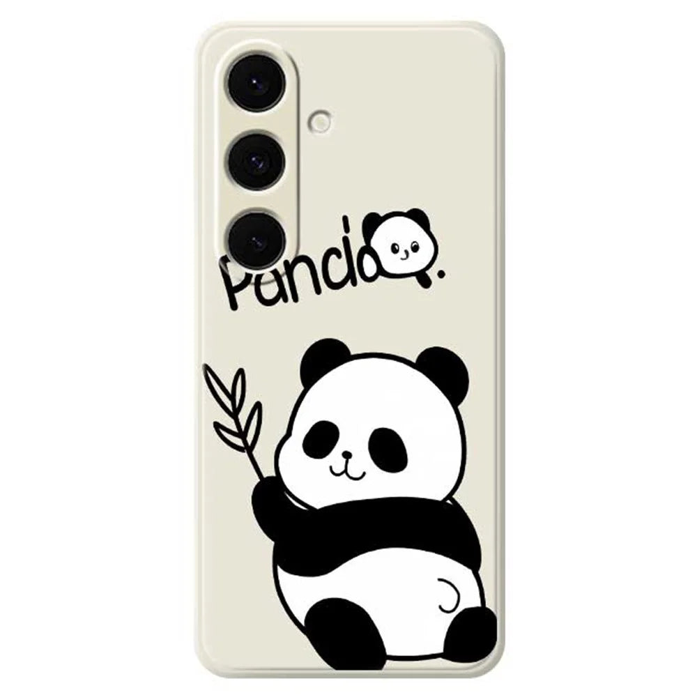 For Samsung Galaxy S25+ Case Panda Pattern Printing Straight Edge TPU Phone Back Cover - Beige - 1