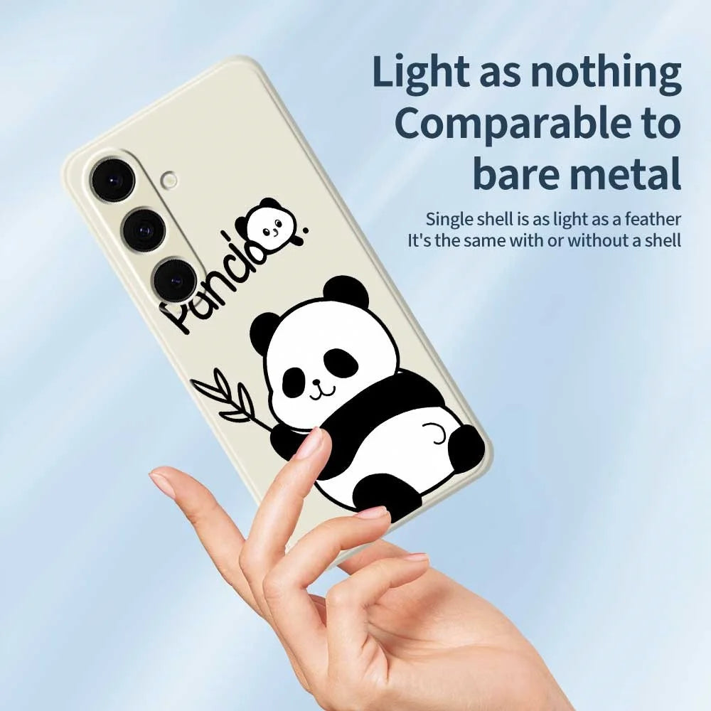 For Samsung Galaxy S25+ Case Panda Pattern Printing Straight Edge TPU Phone Back Cover - Beige - 3