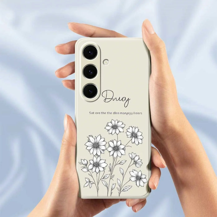 For Samsung Galaxy S25+ Case Sketch Flowers Pattern Printing Straight Edge TPU Phone Back Cover - Beige - 4