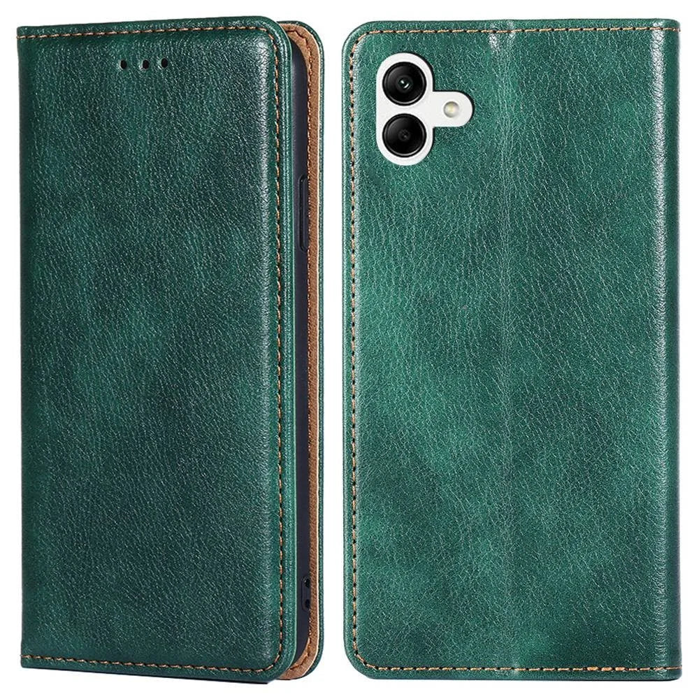 Magnetic Auto-absorbed Phone Cover For Samsung Galaxy A04 4G (164.4 x 76.3 x 9.1 mm), PU Leather Full Protection Phone Case Flip Wallet Stand - Green - 1