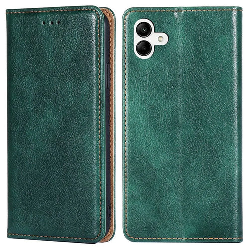 Magnetic Auto-absorbed Phone Cover For Samsung Galaxy A04 4G (164.4 x 76.3 x 9.1 mm), PU Leather Full Protection Phone Case Flip Wallet Stand - Green - 1